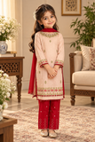 Embroided peach and red 3 piece suit