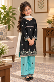 Black lawn suit with sea green trouser