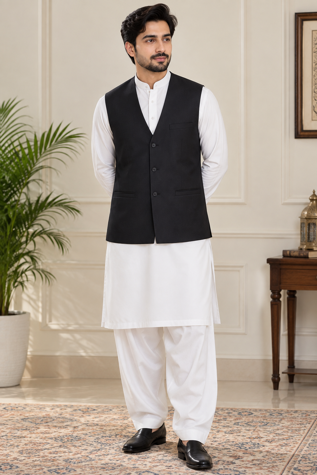 Premium Black Classic Waistcoat Only