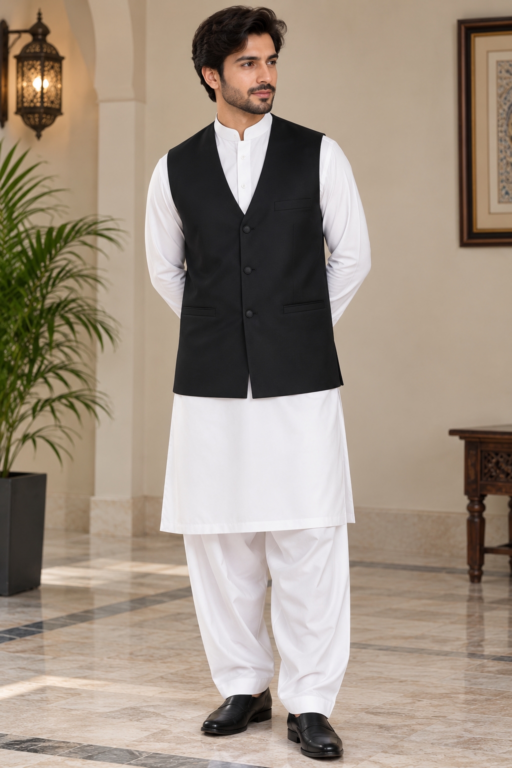 Premium Black Classic Waistcoat Only