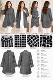 Black & White Grid Check Longline Shirt