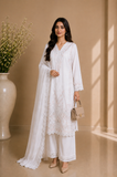 White Chiffon Embroidered 3-Piece Suit
