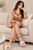Peach Satin Polka Dot Pyjama Set