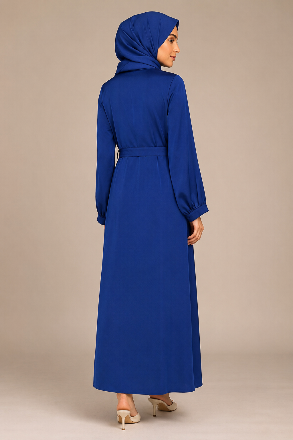 Navy Blue Button-Front Abaya