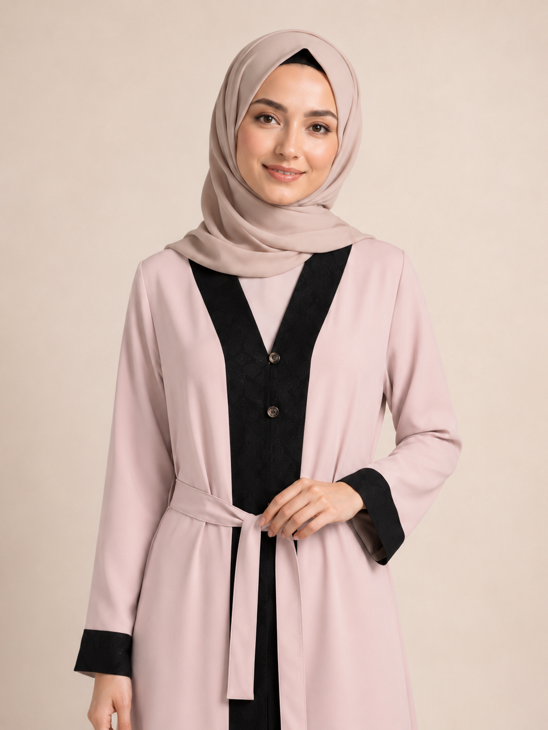 Abaya with Black Lace Front