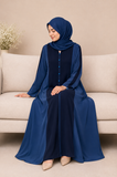 Blue Abaya with Black Lace Front