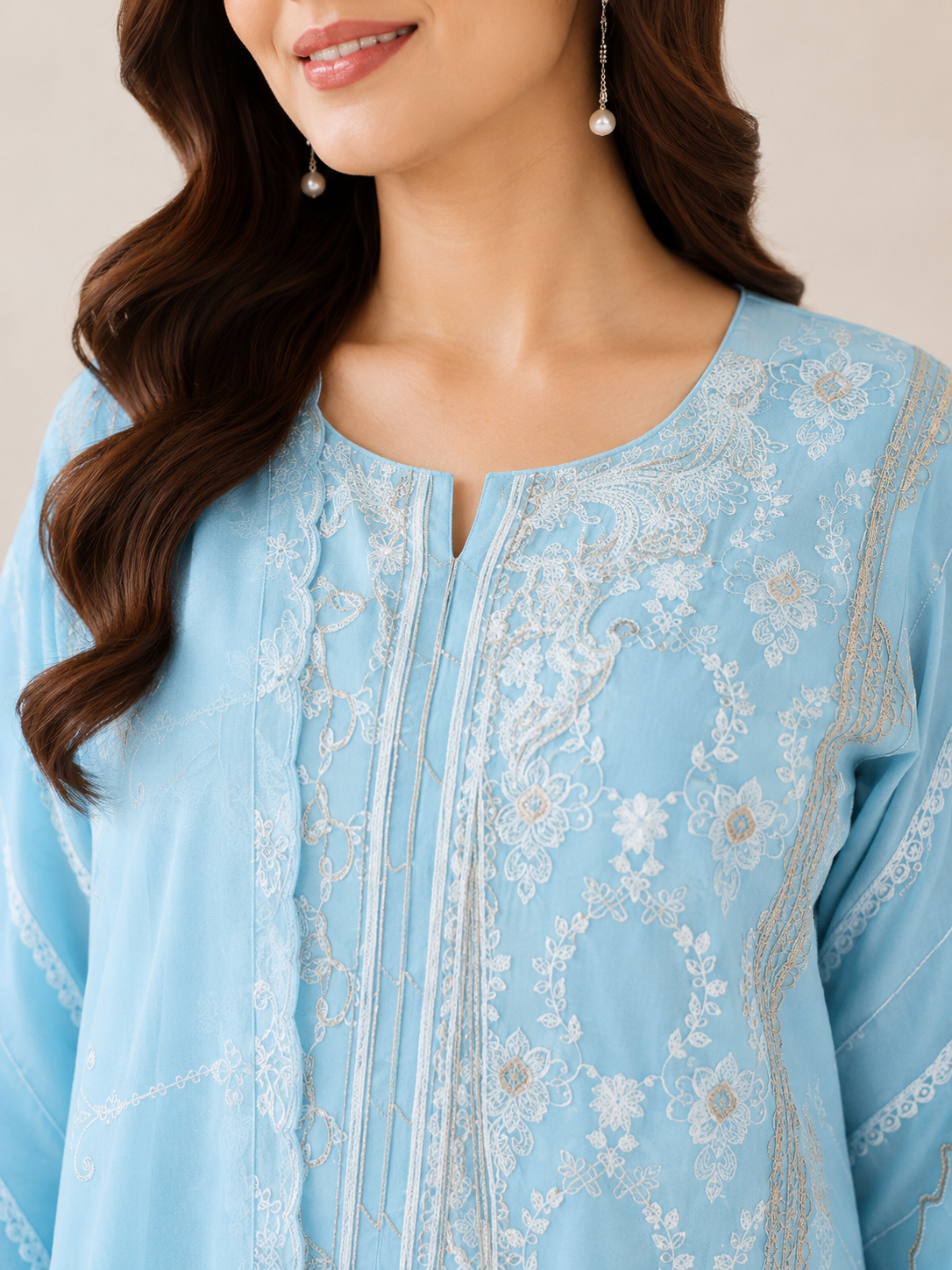 Embroidered Lawn Three-Piece Summer Suit 909