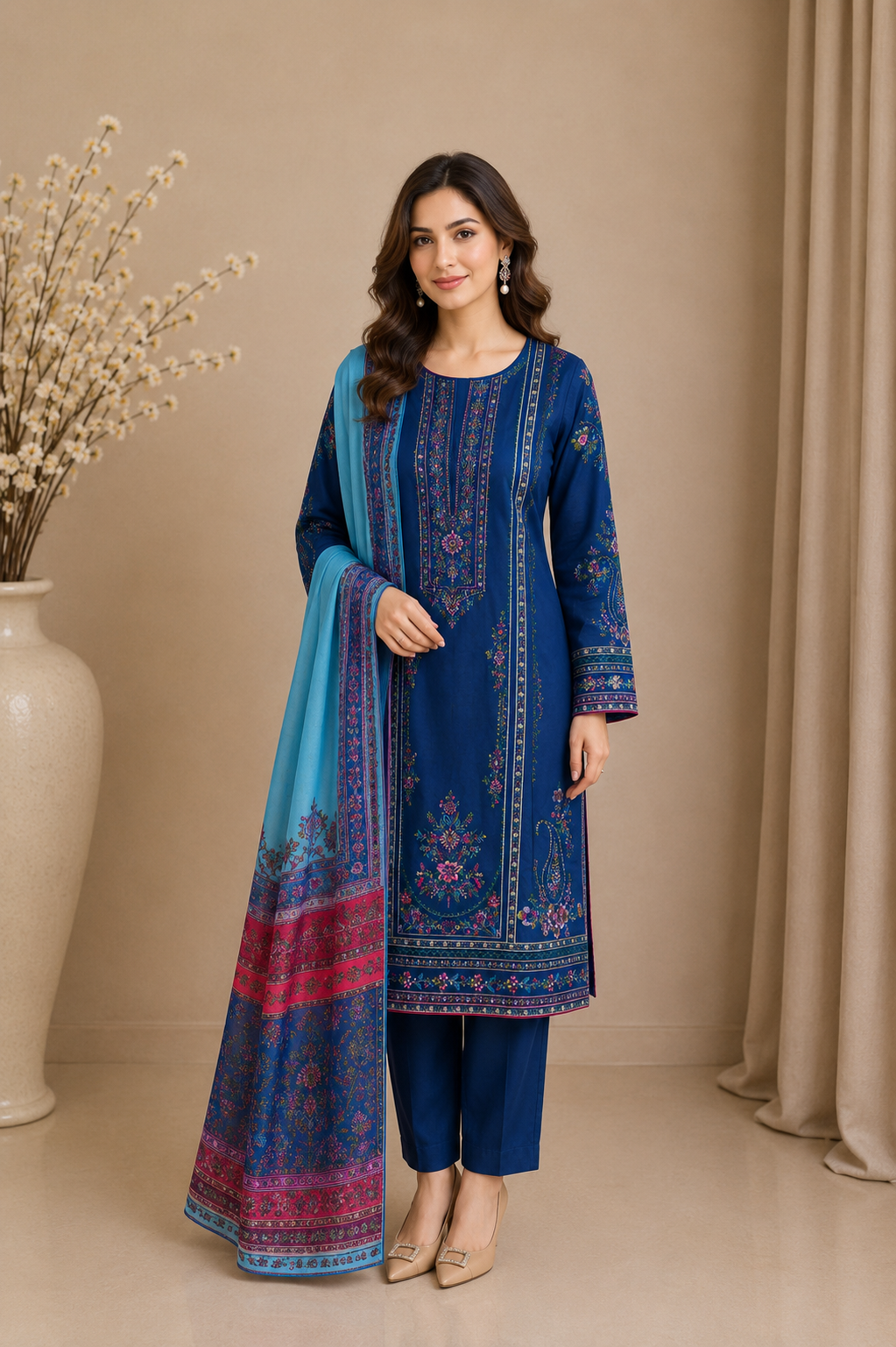 Embroidered Kameez Suit — No. 206