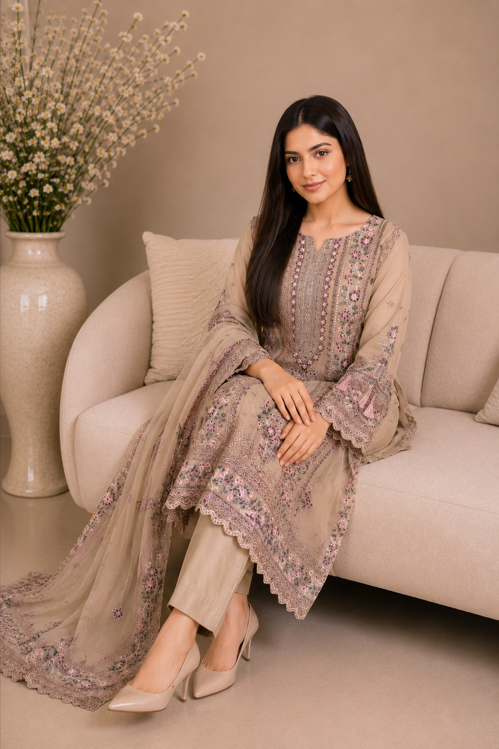 Embroidered Kameez Suit — No. 210
