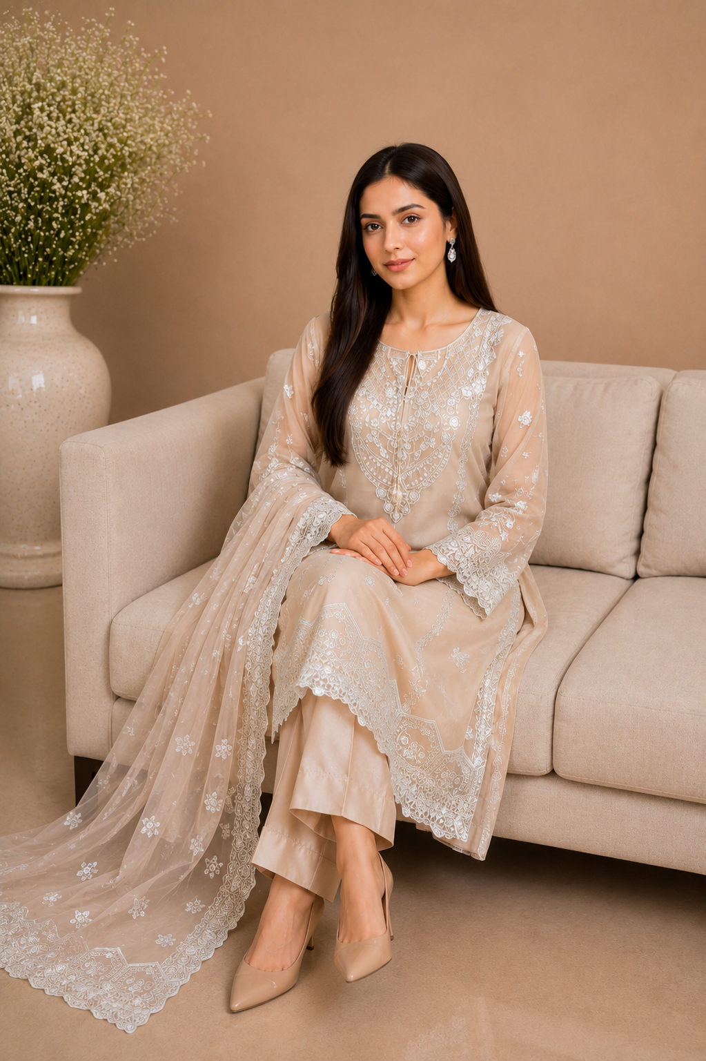 Embroidered Kameez Suit — No. 198