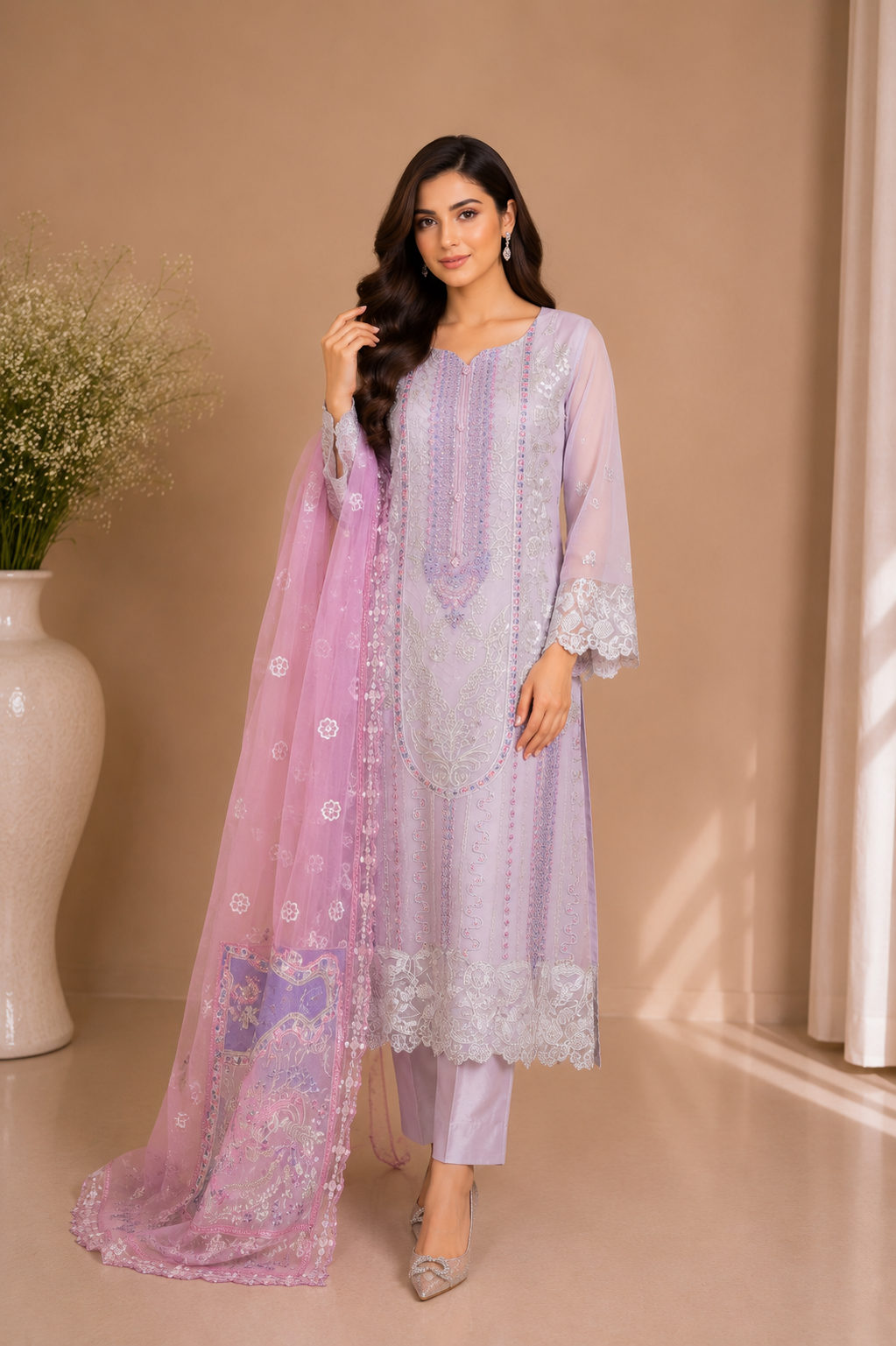 Embroidered Kameez Suit — No. 203