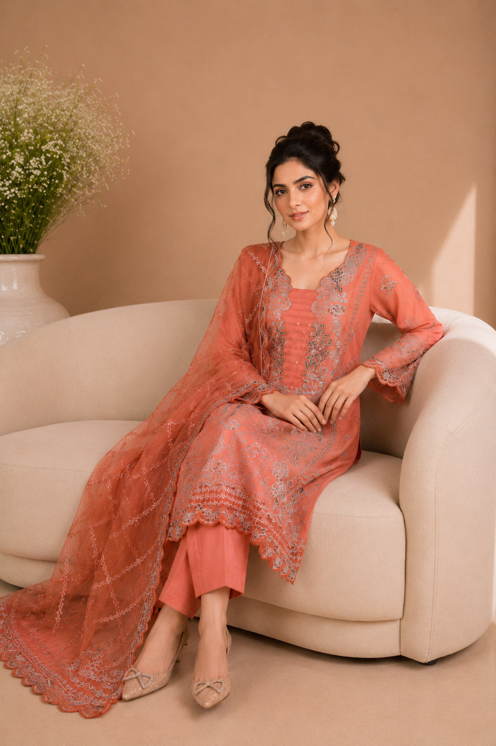 Embroidered Kameez Suit — No. 208