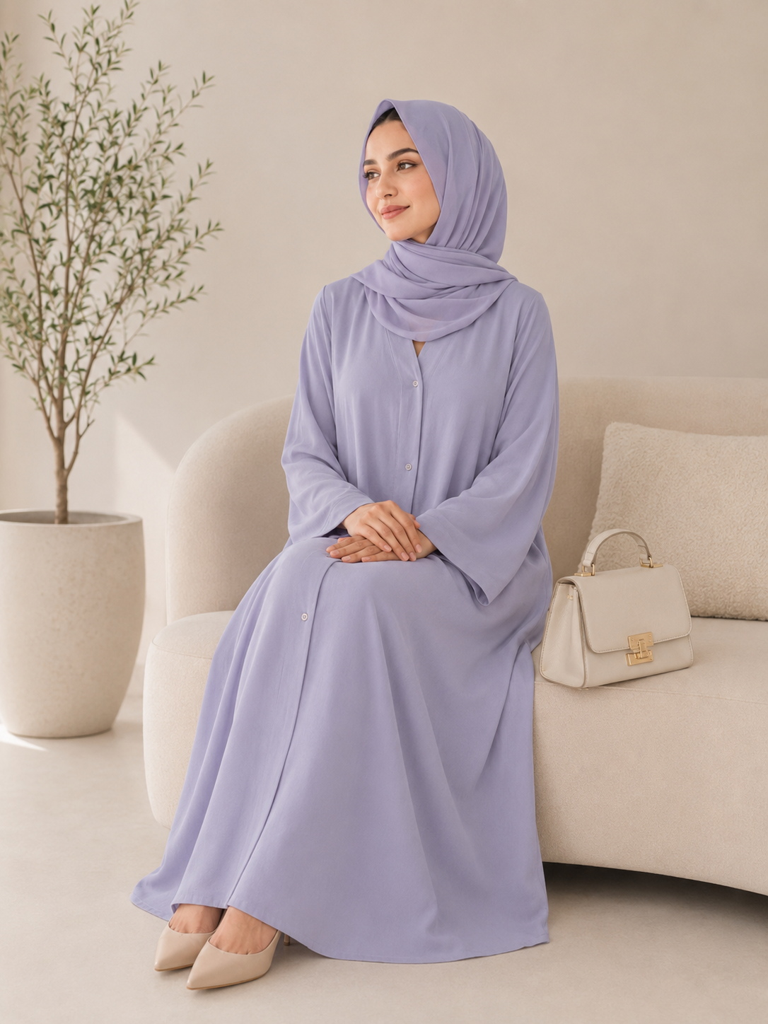 Hidden Button Abaya — No. 083