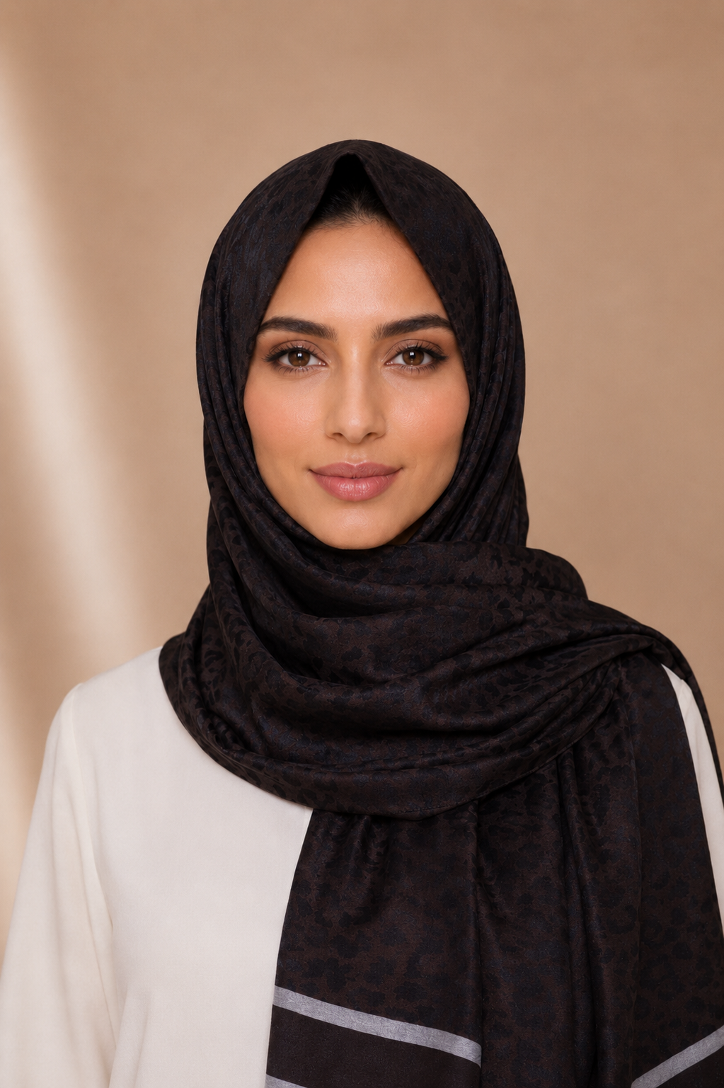 Soft Dark Printed Striped Scarf