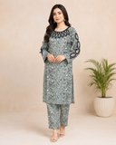 Neck-Embroidered 2-Piece Ladies Suit — No. 114