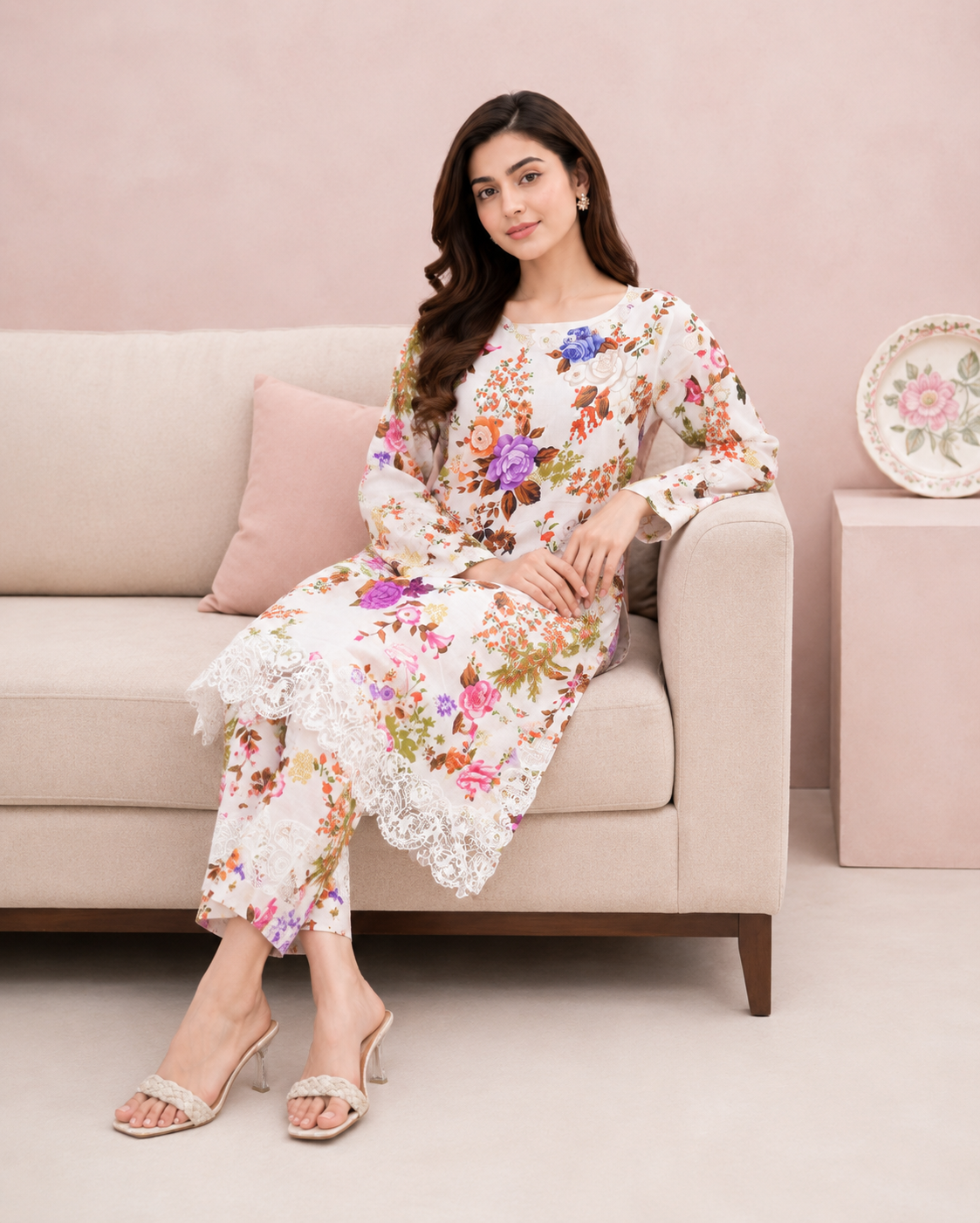 Embroidered Border Ladies Suit — No. 124