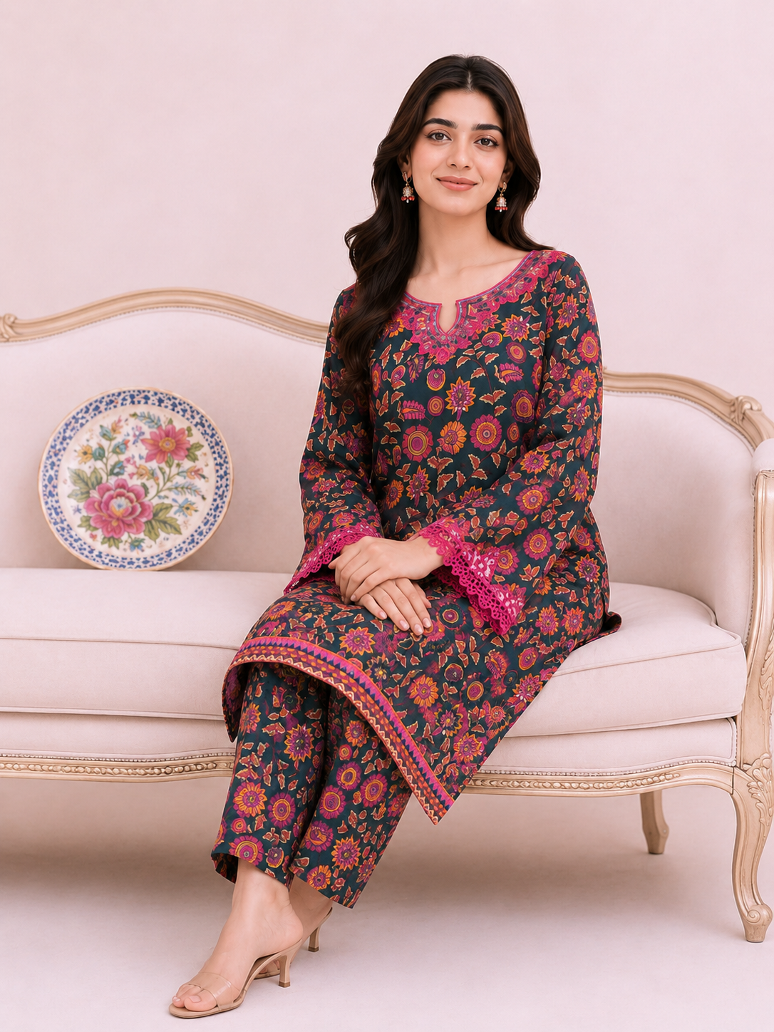 Neck and Cuff Embroidered Suit — No. 117