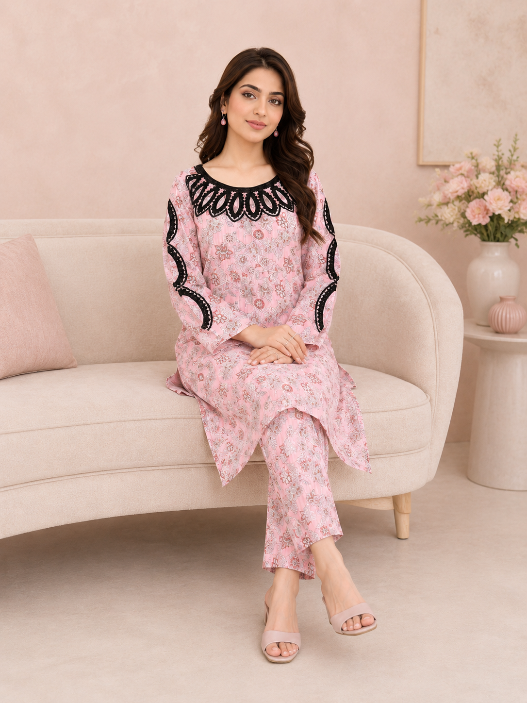 Neck-Embroidered 2-Piece Suit — No. 103