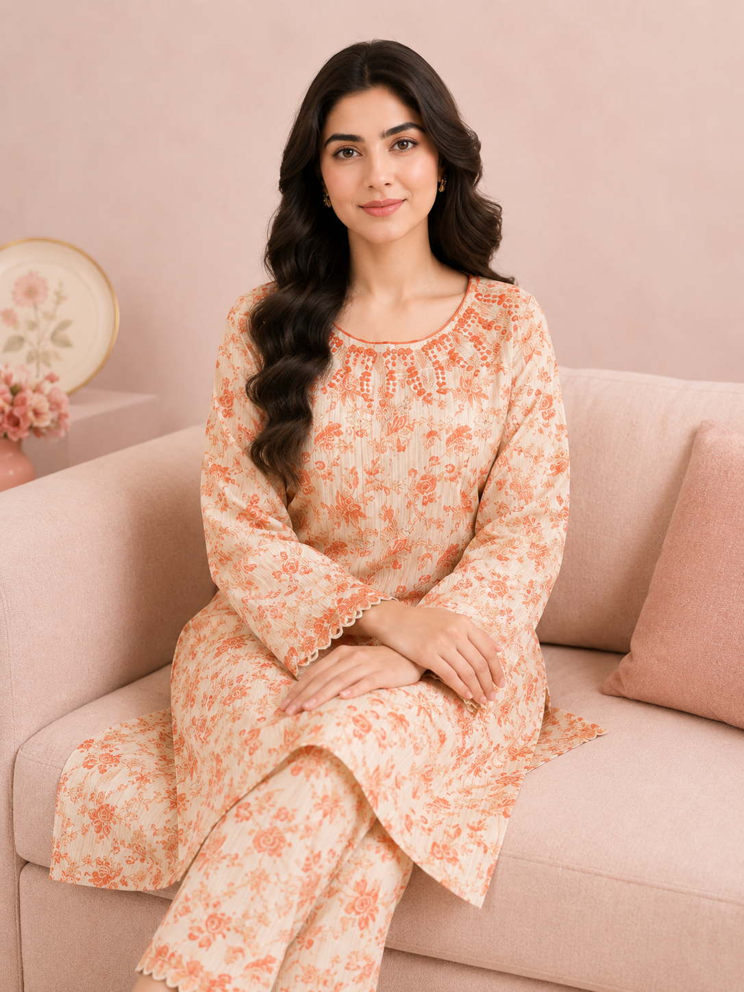 Neck-Embroidered 2-Piece Suit — No. 098