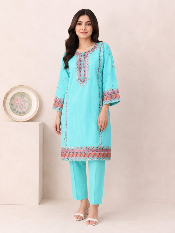 Embroidered Neck Suit — No. 093