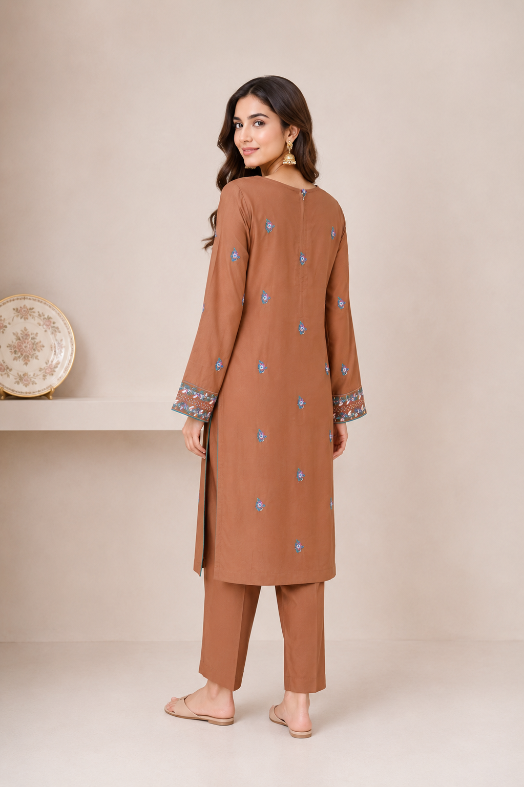 Neck-Embroidered Lawn Suit — No. 102