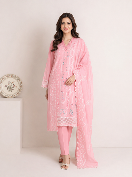 Embroidered Suit with Dupatta — No. 185