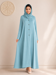 Olive Green Long Button Abaya