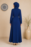 Navy Blue Belt-Style Shirt Abaya