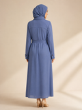 Belted Button-Front Abaya