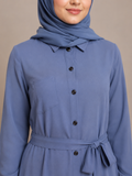 Belted Button-Front Abaya