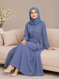 Belted Button-Front Abaya