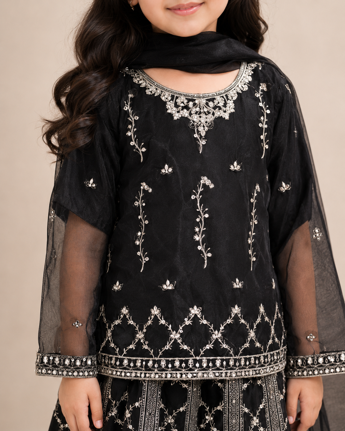 Embroidered Kurti with Lehenga Set — No. 038