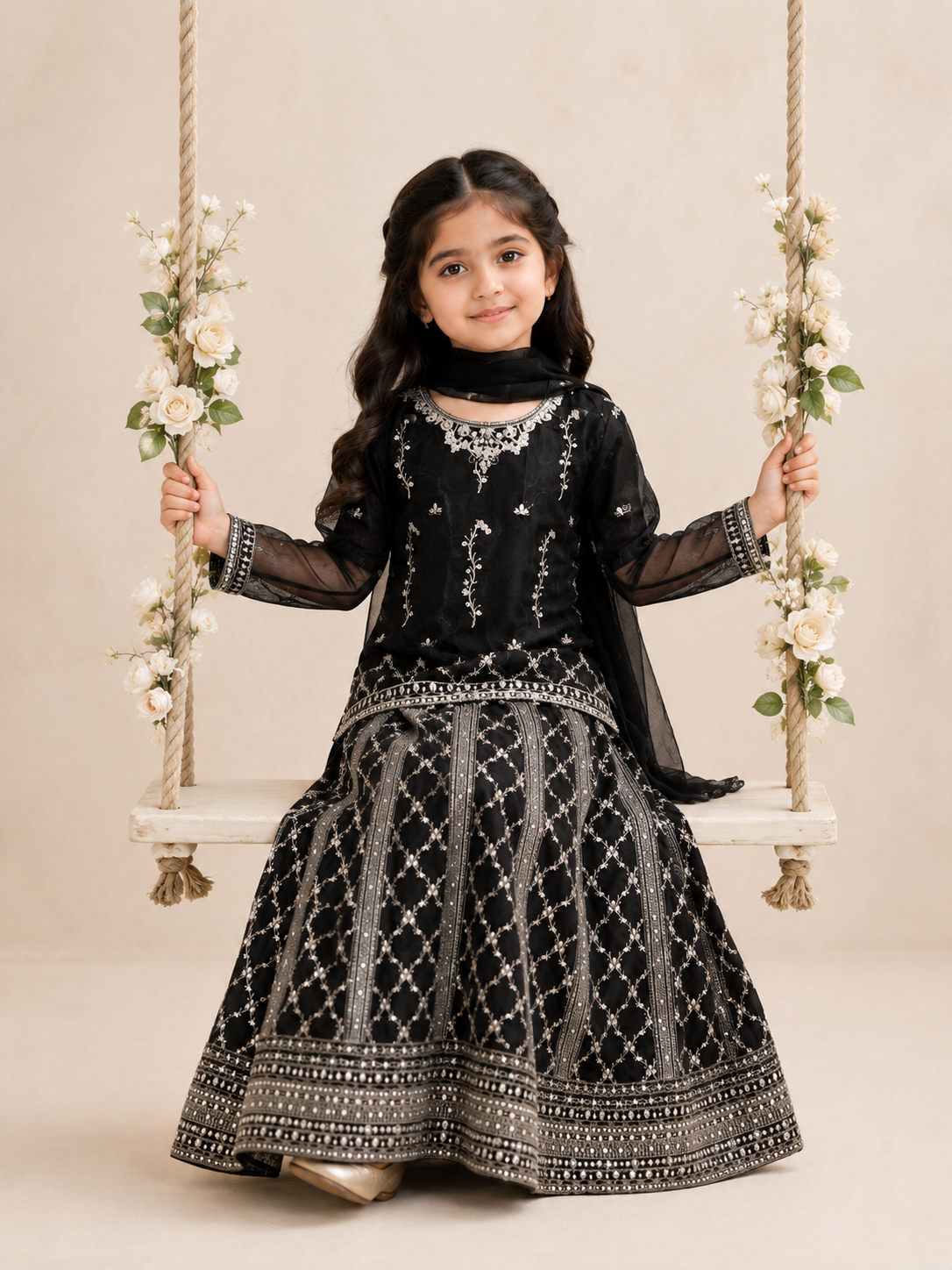 Embroidered Kurti with Lehenga Set — No. 038