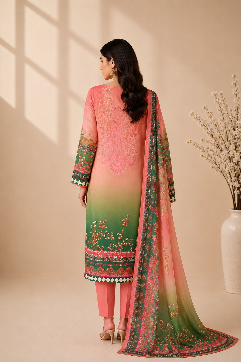 3 piece plain  embroided