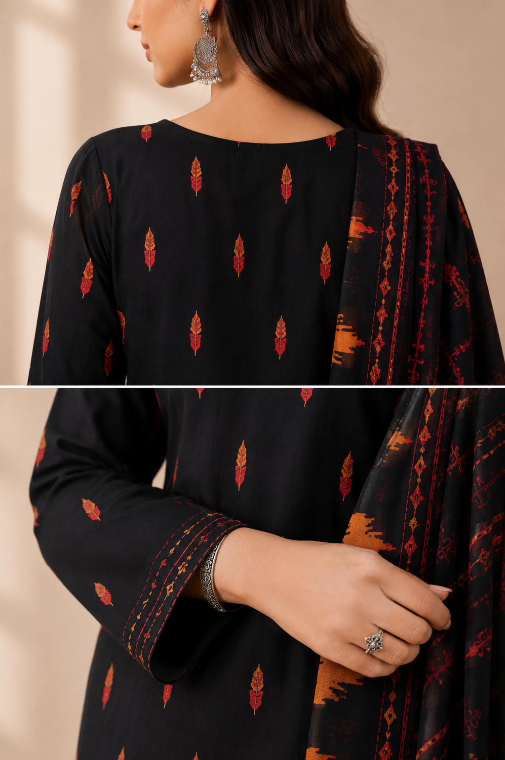 3 piece plain with embroided duptta
