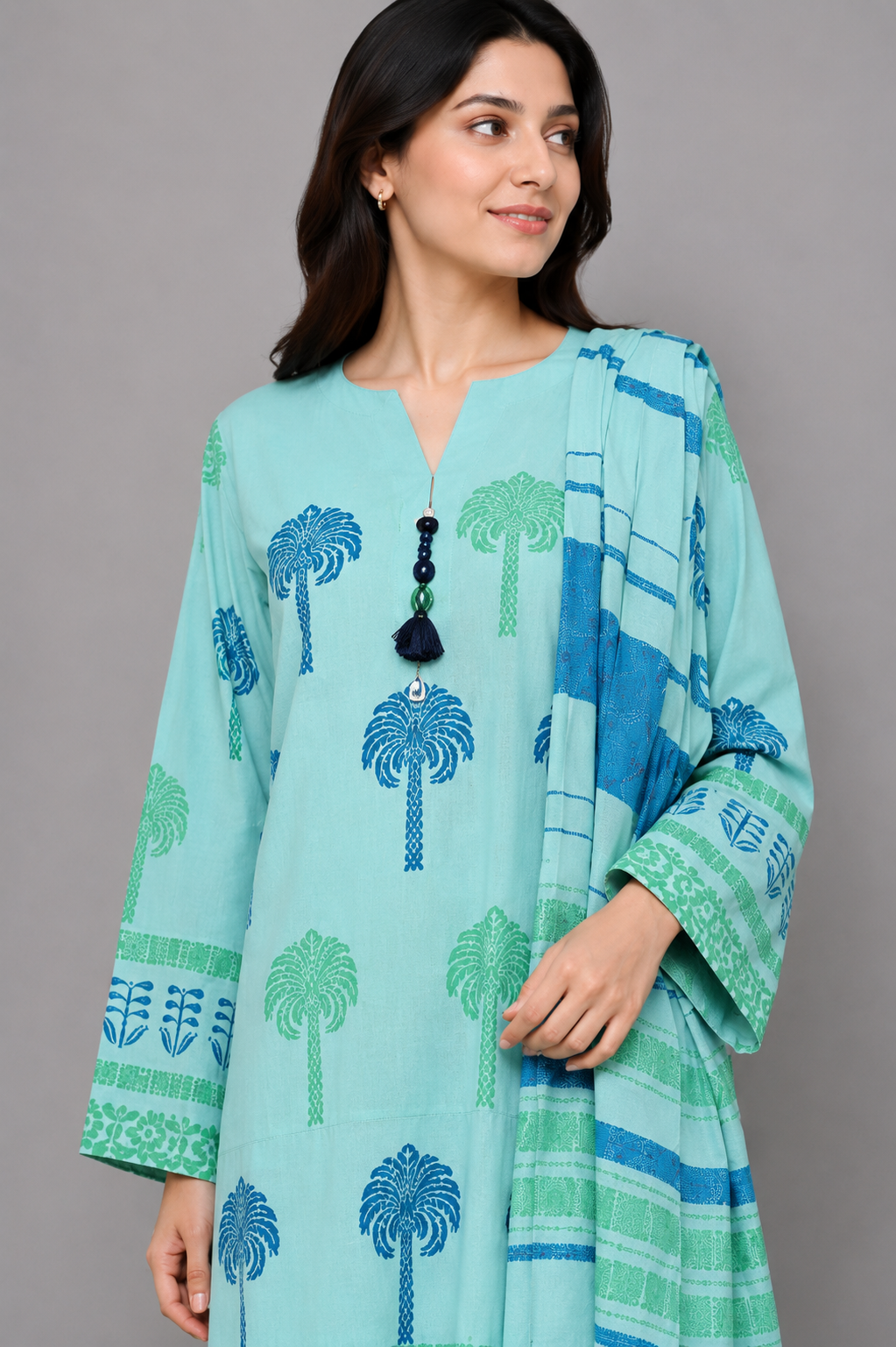 3-Piece Embroidered Lawn Suit with Matching Dupatta — My Link for ALL