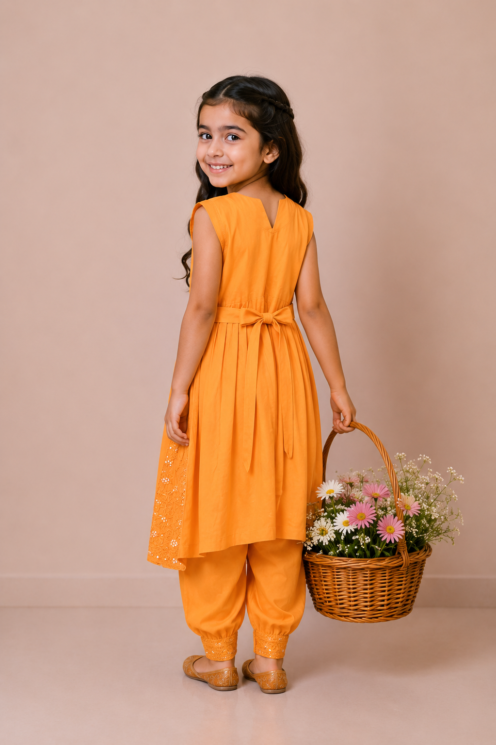 3-Piece Girls Embroidered Frock Set with Trouser & Dupatta — My Link for ALL