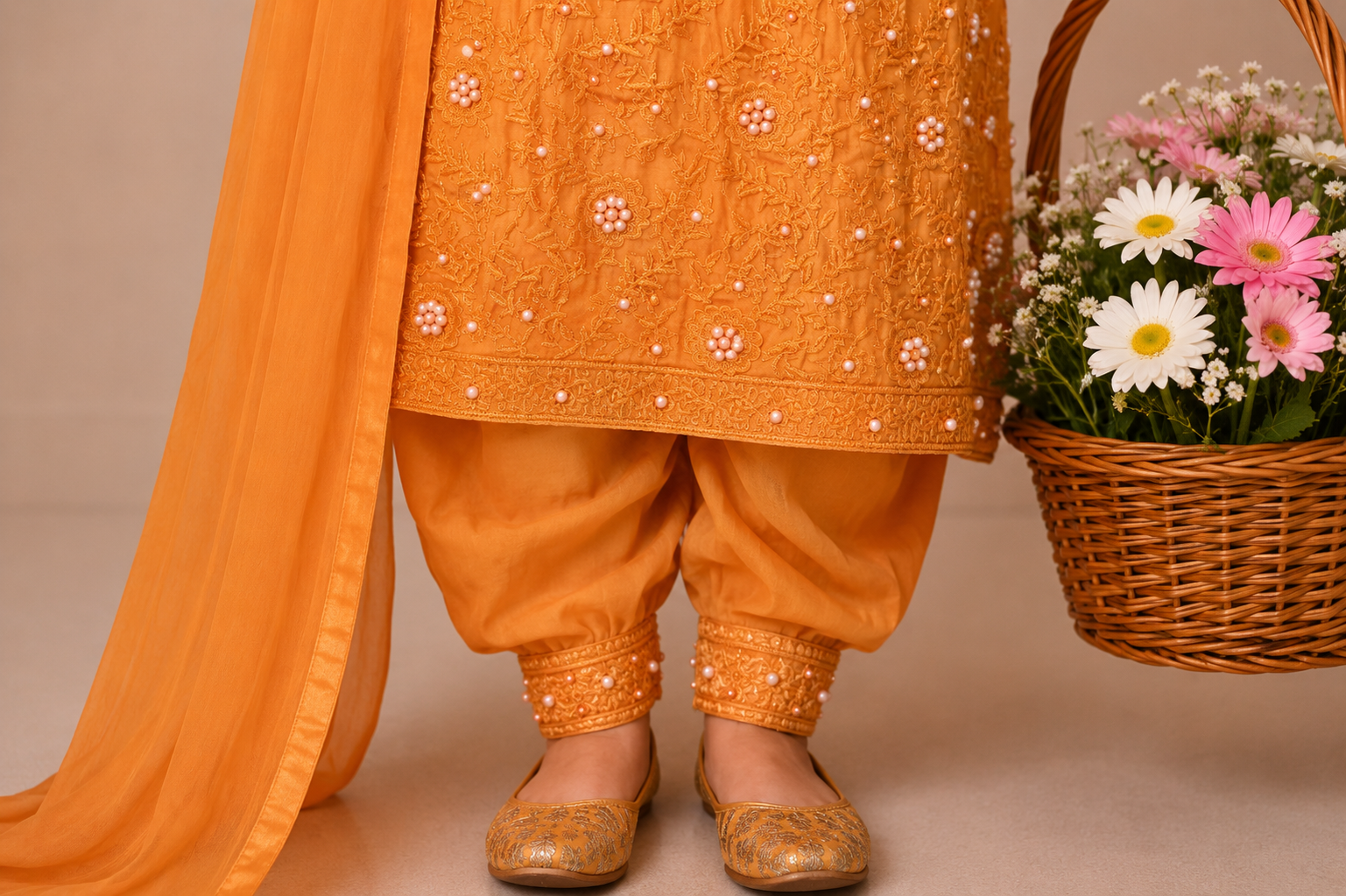 3-Piece Girls Embroidered Frock Set with Trouser & Dupatta — My Link for ALL