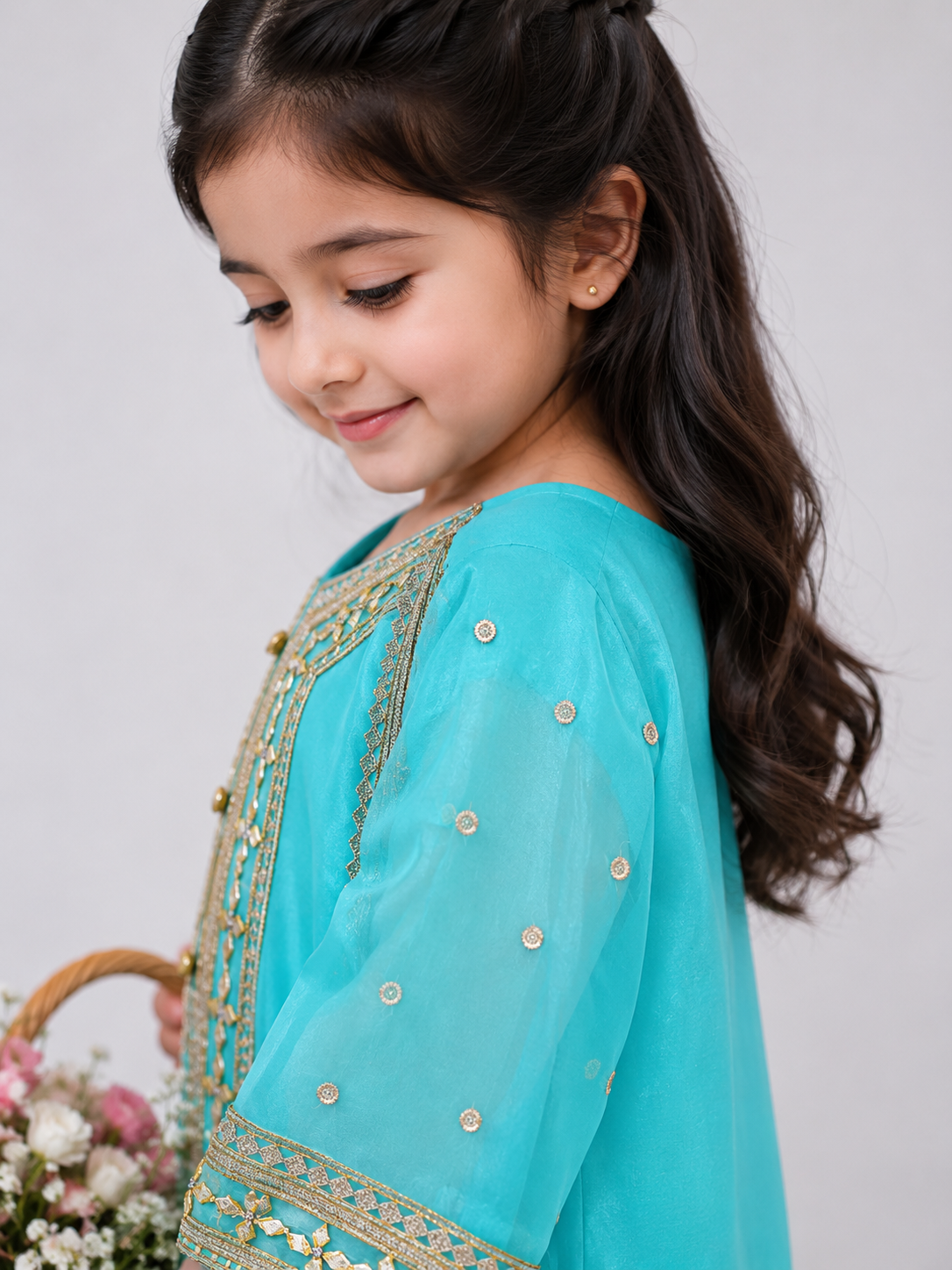 3-Piece Girls Fancy Embroidered Sharara Set — My Link for ALL