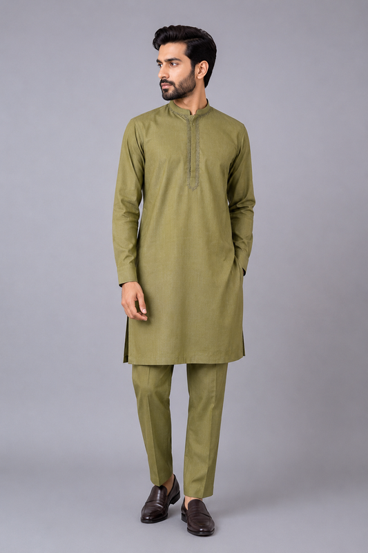 Front Embroidered 2-Piece Gents Suit — Zinc — My Link for ALL