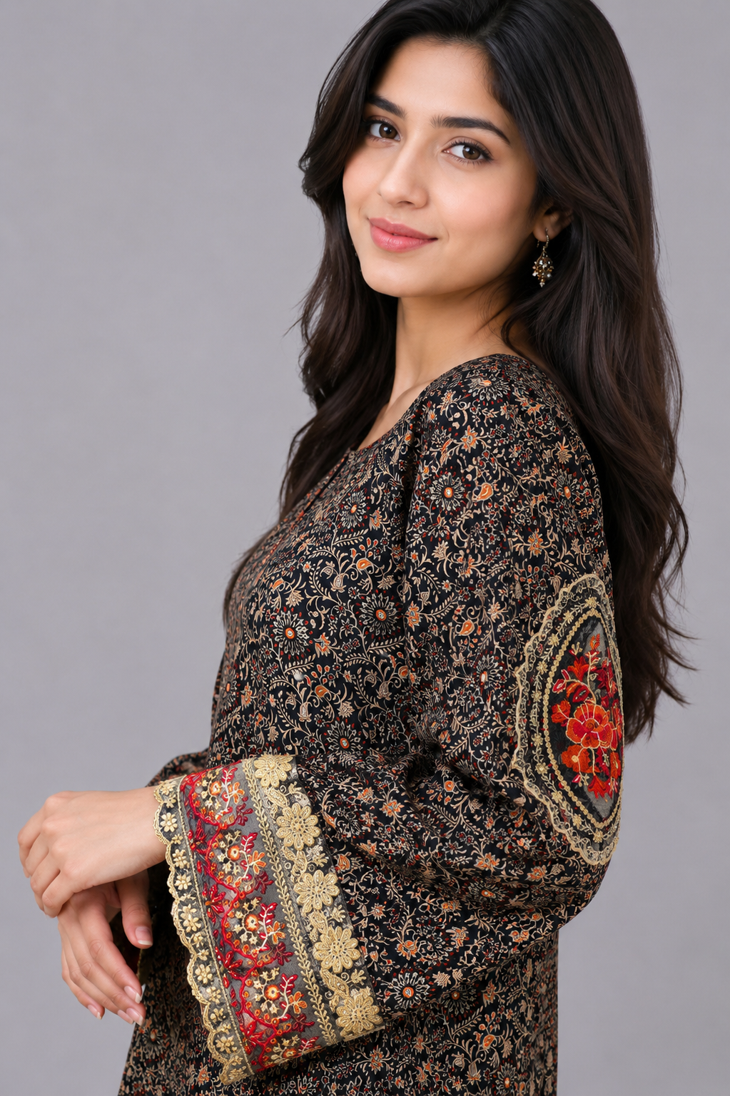 Plain 2-Piece Lawn Suit with Cuff Embroidery — B — My Link for ALL
