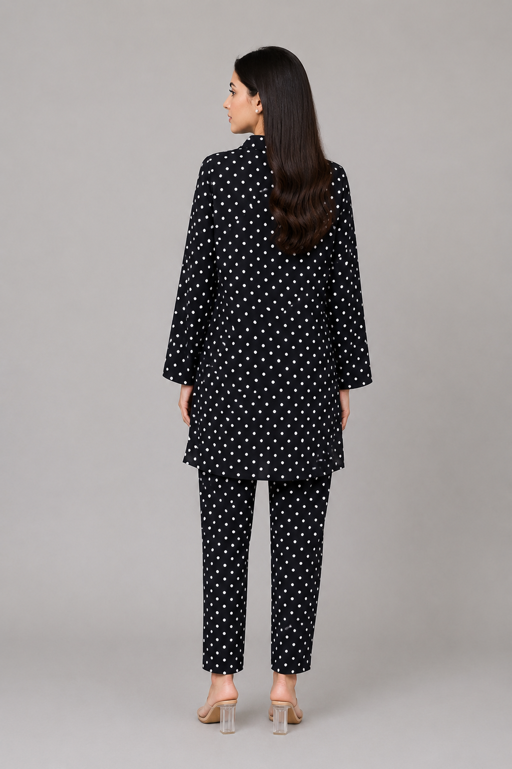 Black & White Polka Dot Printed 2-Piece Night Suit — My Link for ALL