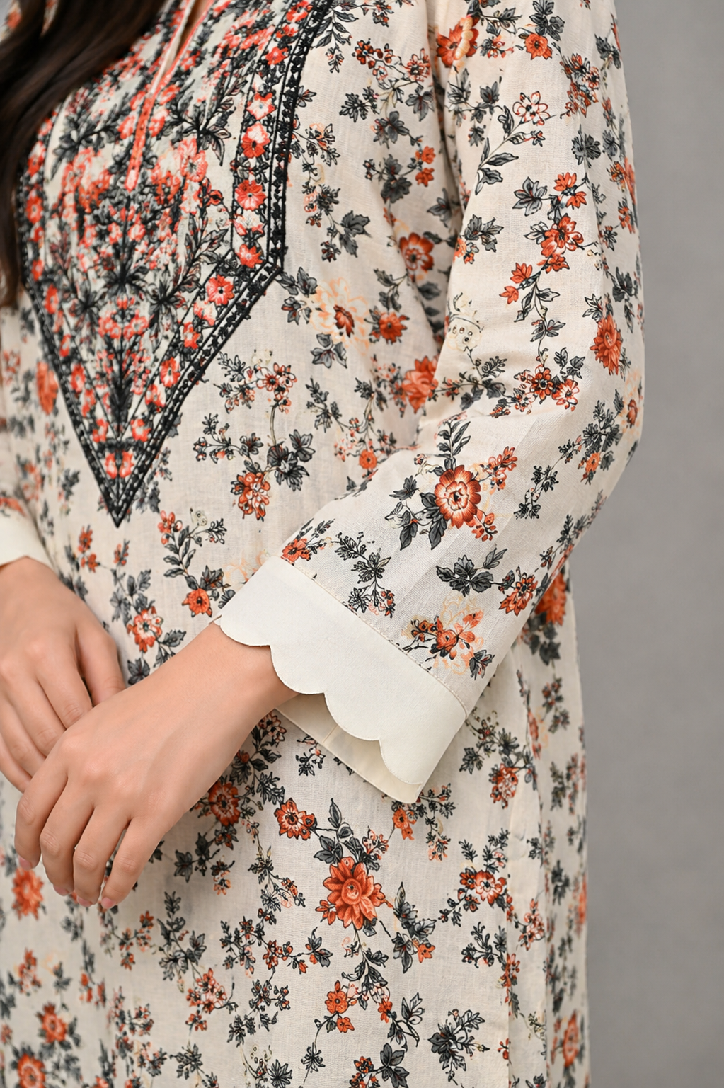 Neck Embroidered 2-Piece Lawn Suit — D — My Link for ALL