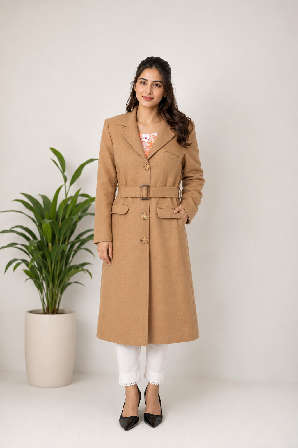 Elegant Camel Wool-Blend Overcoat — My Link for ALL