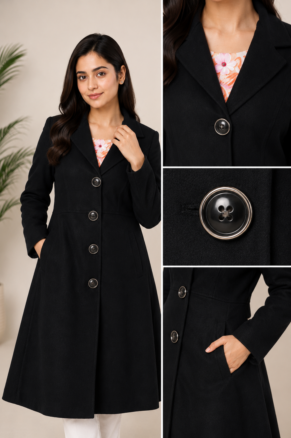 Midnight Noir Tailored Long Coat — My Link for ALL