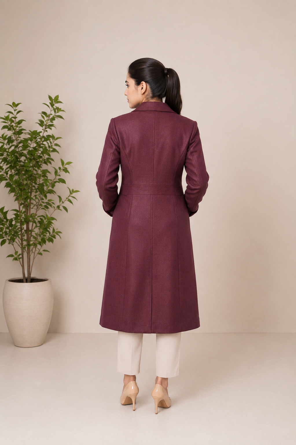 Premium Plum Wool-Blend Long Winter Coat — My Link for ALL