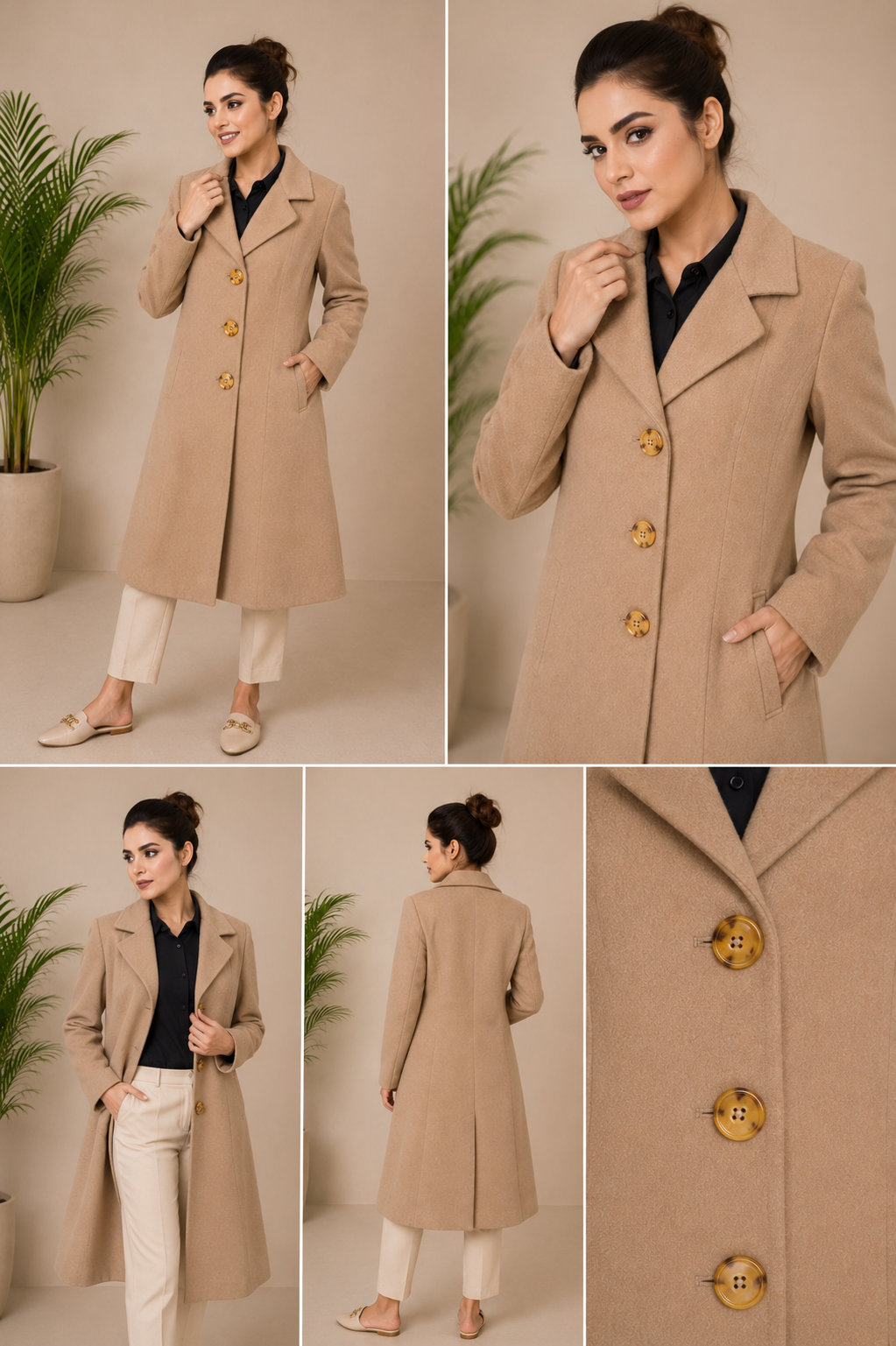 Premium Tailored Beige Wool-Blend Overcoat — My Link for ALL