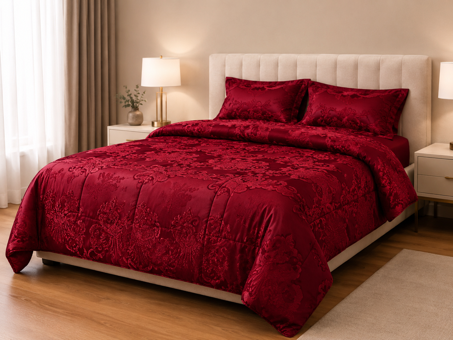 The Royal Damask Comforter Set in Deep Burgundy — My Link for ALL