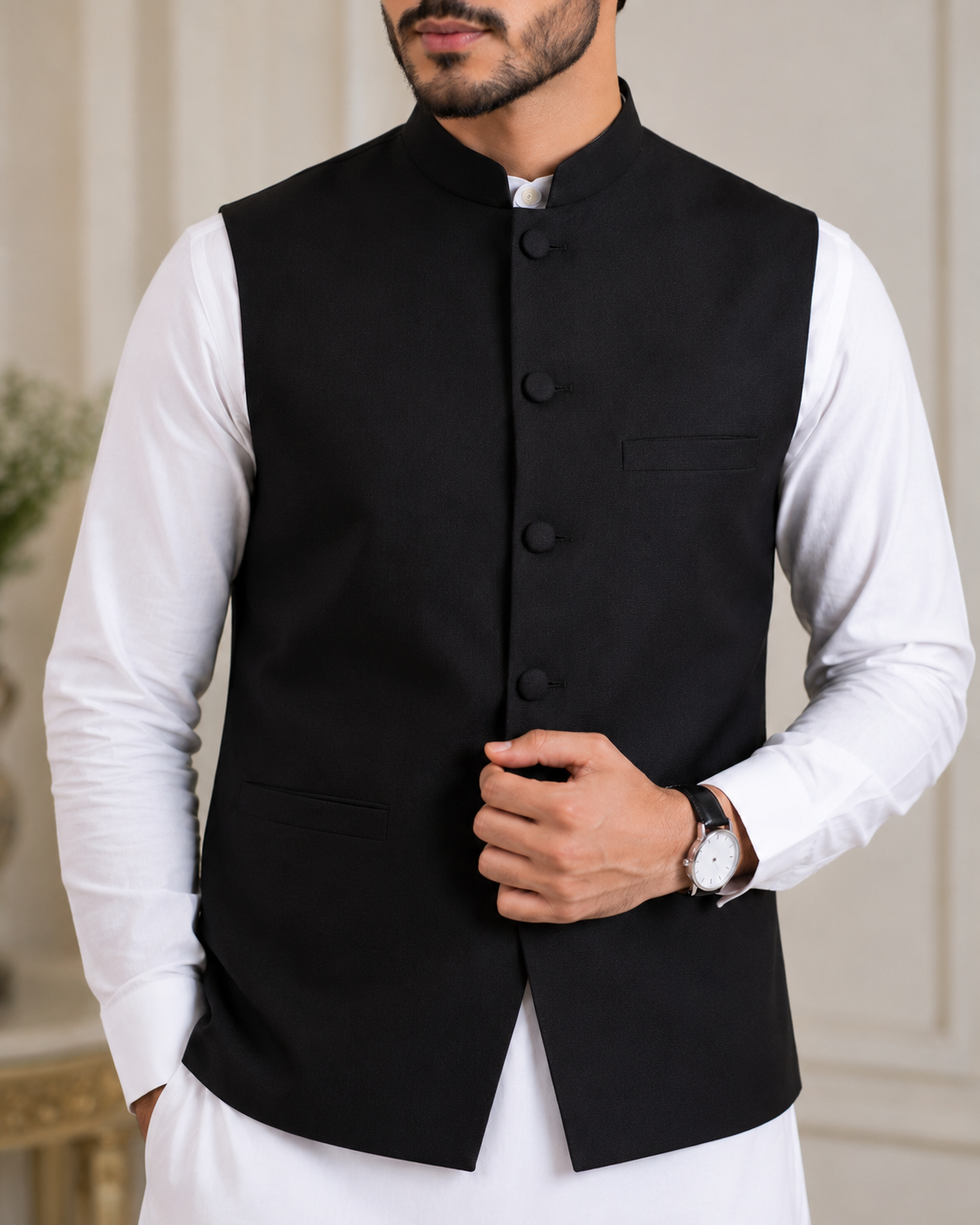 Black Smart Waistcoat