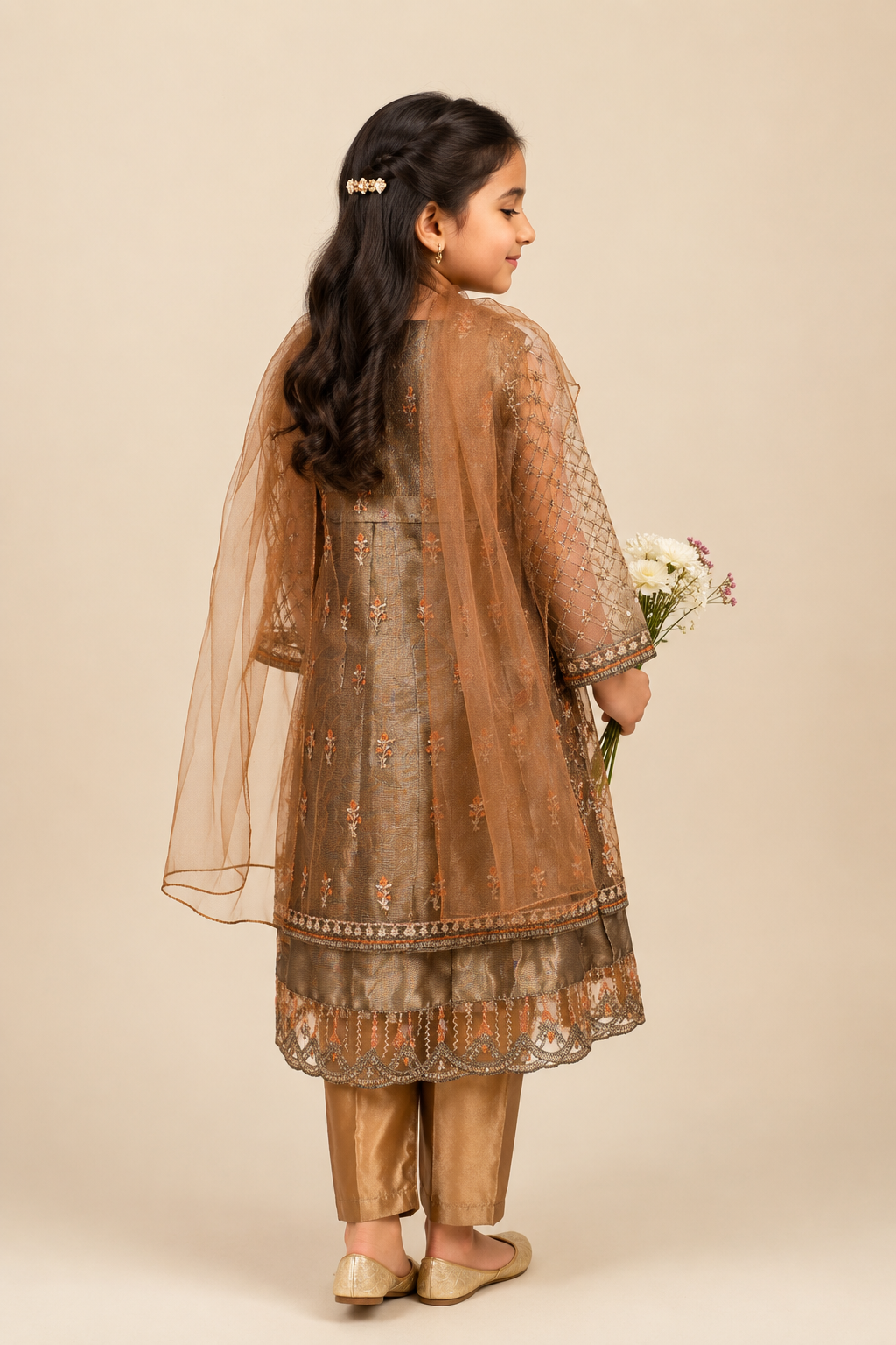 Embroidered Girls 3-Piece Frock Set with Dupatta — My Link for ALL